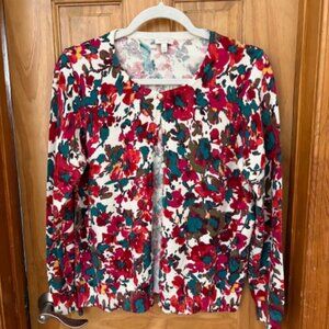 Talbots floral printed cotton cardigan